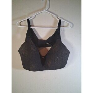 Torrid 40D Bra Black Wireless Lined Gold Sparkle Sexy Plus Size